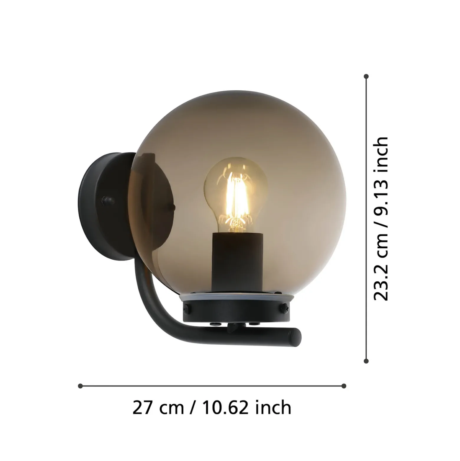 Aplique de exterior Taverna, negro/marrón, saliente de 27 cm
