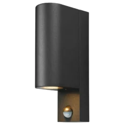 Aplique de exterior Tetje de PRIOS, negra, redonda, con sensor