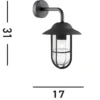 Aplique de exterior Toronto, negro IP44, acero, vidrio, E27