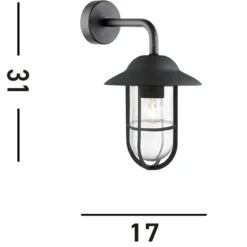 Aplique de exterior Toronto, negro IP44, acero, vidrio, E27