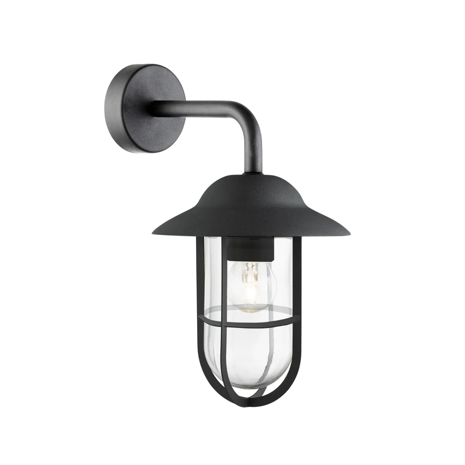 Aplique de exterior Toronto, negro IP44, acero, vidrio, E27