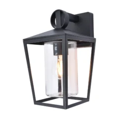 Aplique de exterior WEST, negra, altura 29 cm, metal, IP44, casquillo E27