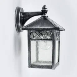 Aplique de exterior Winchcombe, negro/transparente, IP44