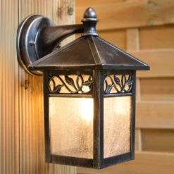 Aplique de exterior Winchcombe, negro/transparente, IP44