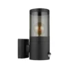 Aplique de exterior Xeloo, con sensor, negro/gris ahumado, IP44, E27