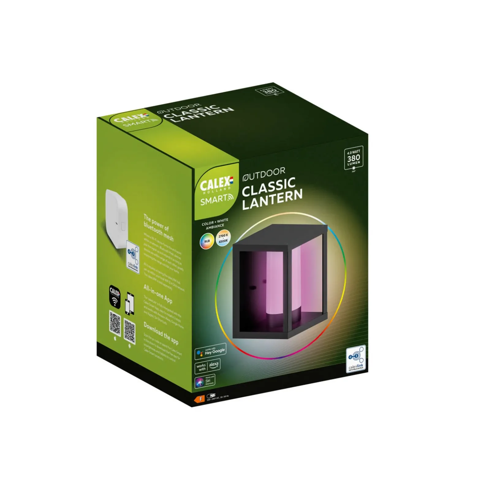 Aplique de pared Calex Smart Outdoor Lantern, CCT, RGB