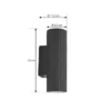 Aplique de pared Christa de Lindby, antracita, hormigón, 25 cm, estriado