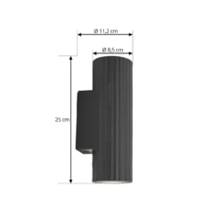 Aplique de pared Christa de Lindby, antracita, hormigón, 25 cm, estriado