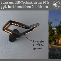 Aplique de pared con sensor inteligente Alara de Paulmann, CCT, antracita IP44