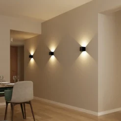 Aplique de pared exterior recargable Akku LED, Up/Down, negro
