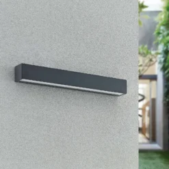 Aplique de pared LED Arcchio Lengo, 50 cm, 1 luz, antracita, CCT