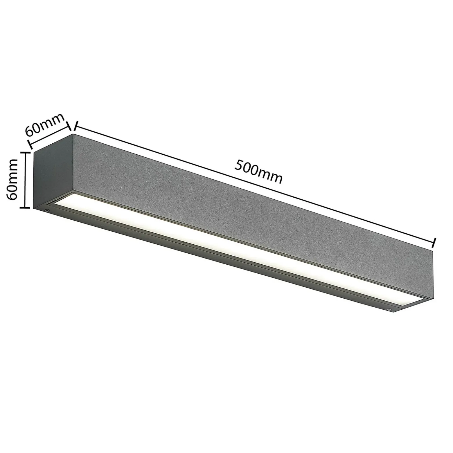 Aplique de pared LED Arcchio Lengo, 50 cm, 1 luz, antracita, CCT