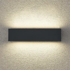Aplique de pared LED Arcchio Lengo, 25 cm, 2 luces, antracita, CCT