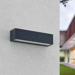 Aplique de pared LED Arcchio Lengo, 25 cm, 2 luces, antracita, CCT