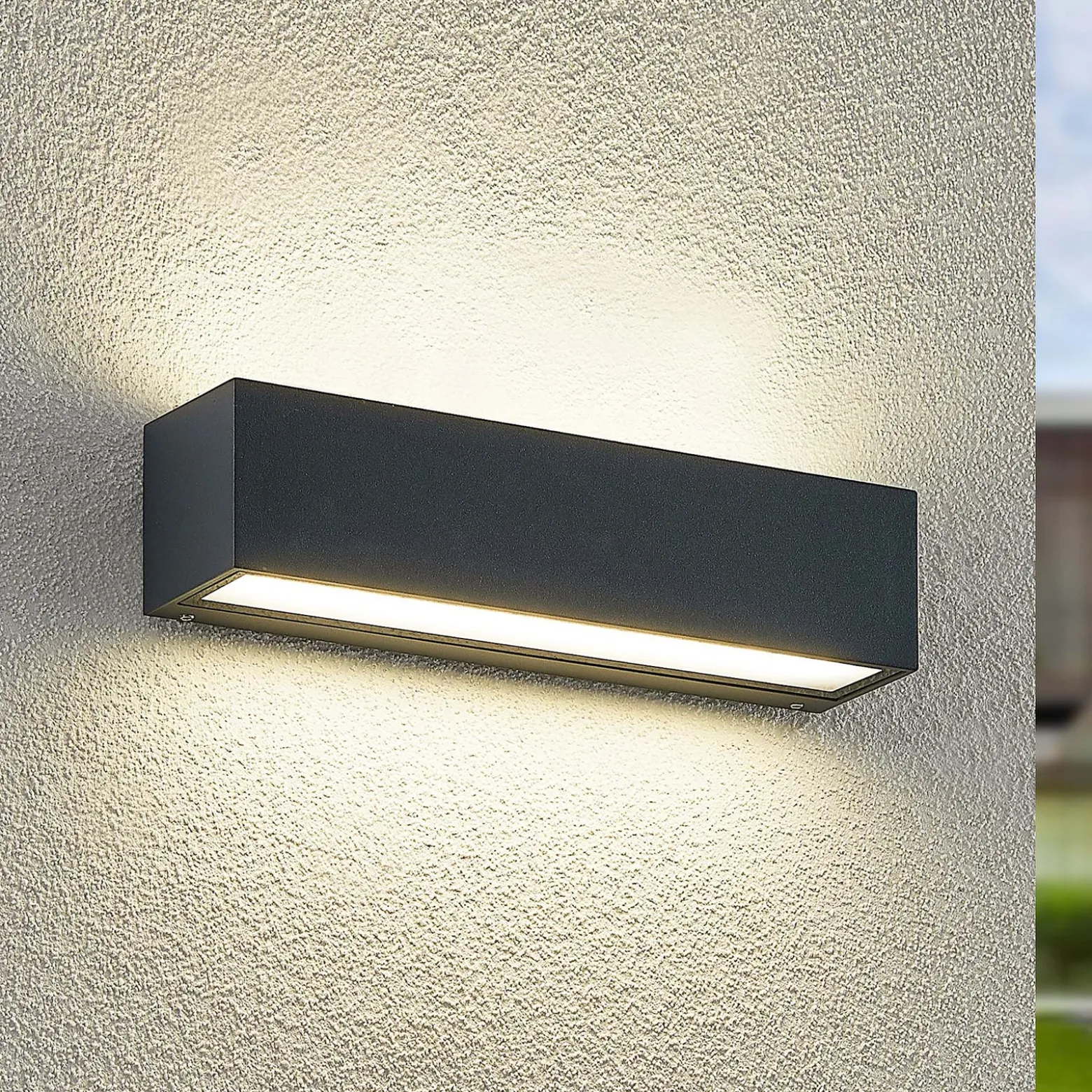 Aplique de pared LED Arcchio Lengo, 25 cm, 2 luces, antracita, CCT