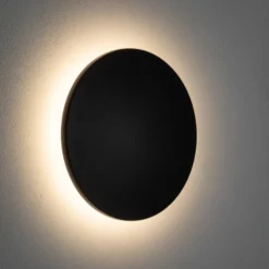Aplique de pared LED Aria M, negro, aluminio, Ø 18 cm