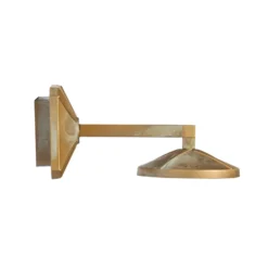 Aplique de pared LED Aura Disk, saliente de 23 cm, latón antiguo, IP65