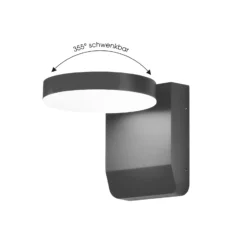 Aplique de pared LED CMD 9082, antracita, ancho 16 cm, CCT, IP54