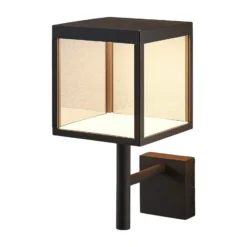 Aplique de pared LED Cube de Lucande, antracita, vidrio, 37 cm, IP54