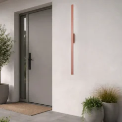 Aplique de pared LED Demi L, rojo ladrillo, aluminio, altura 144 cm, IP54
