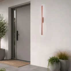 Aplique de pared LED Demi M, rojo ladrillo, aluminio, altura 100 cm, IP54