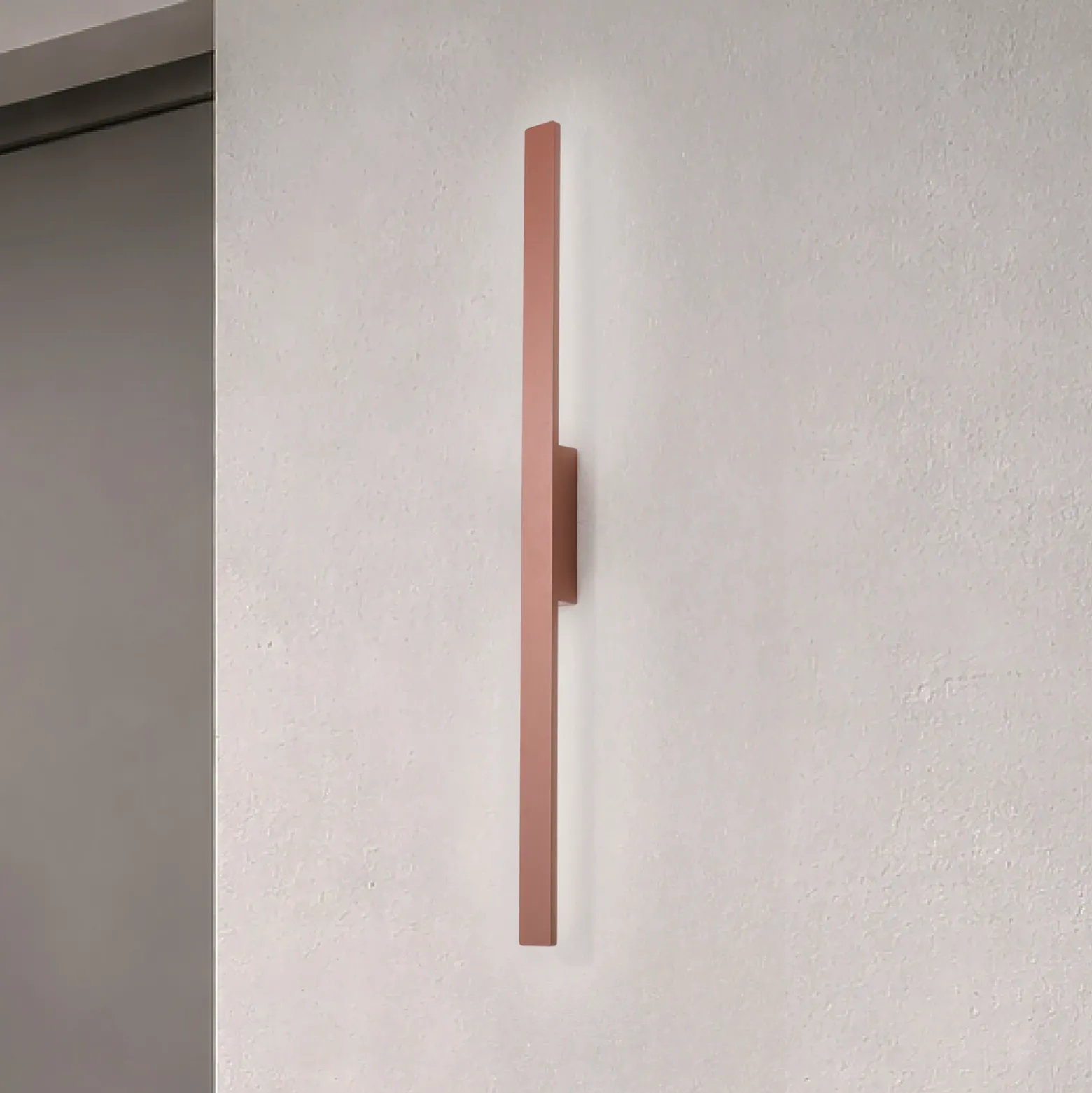 Aplique de pared LED Demi M, rojo ladrillo, aluminio, altura 100 cm, IP54