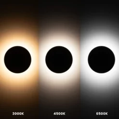 Aplique de pared LED Disk, Ø 18 cm, negro, plástico, IP65, CCT