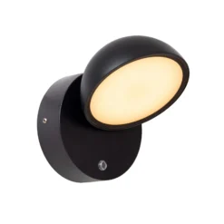 Aplique de pared LED Finn, negro, IP54, sensor día/noche