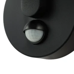 Aplique de pared LED Lindby Capelo, negro, metal, sensor, Ø20 cm