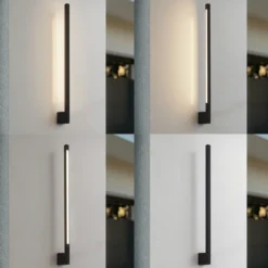Aplique de pared LED Lindby Neano, 80 cm, negro, metal, IP54