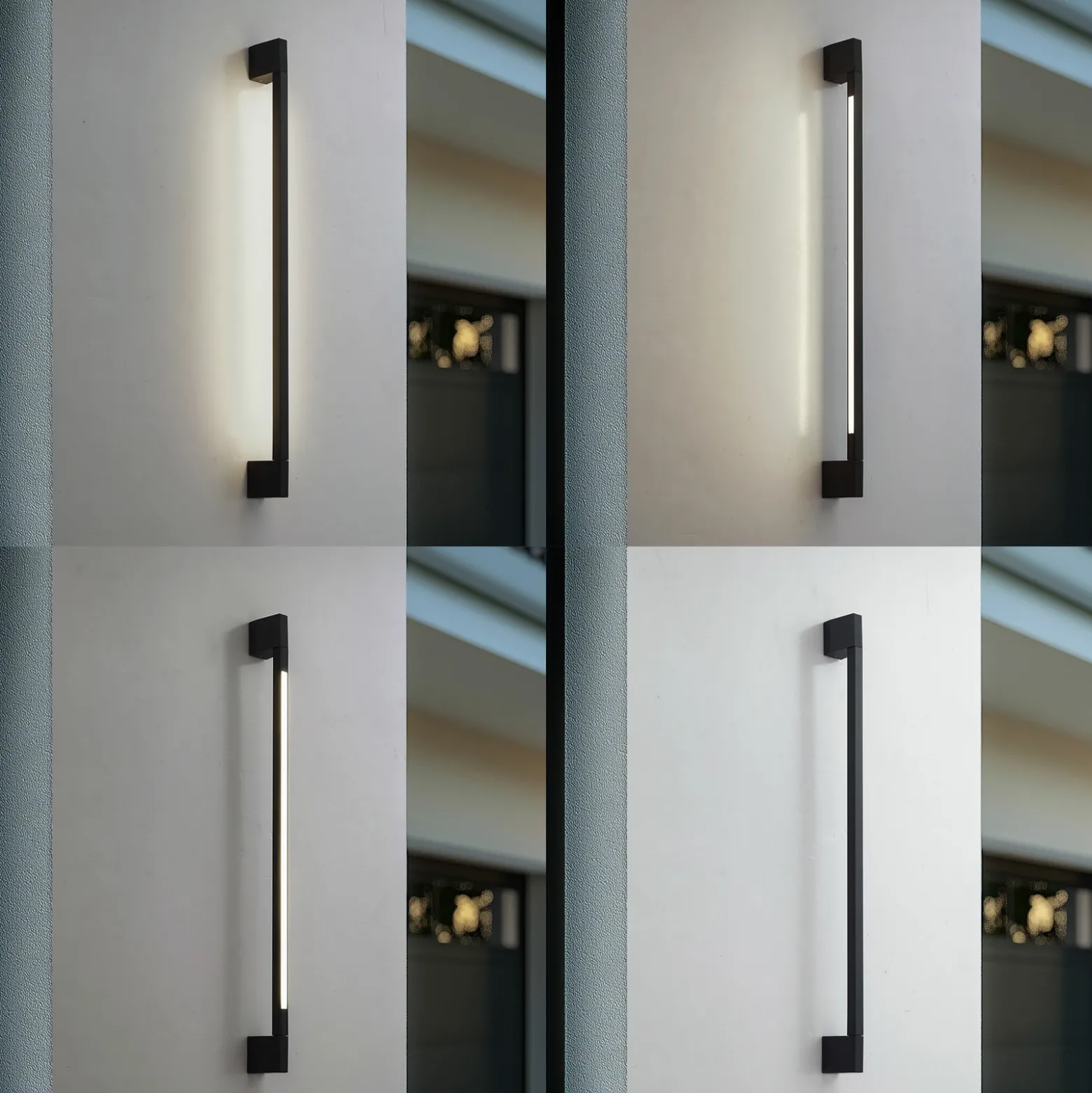 Aplique de pared LED Lindby Neano, 90 cm, negro, metal, IP54