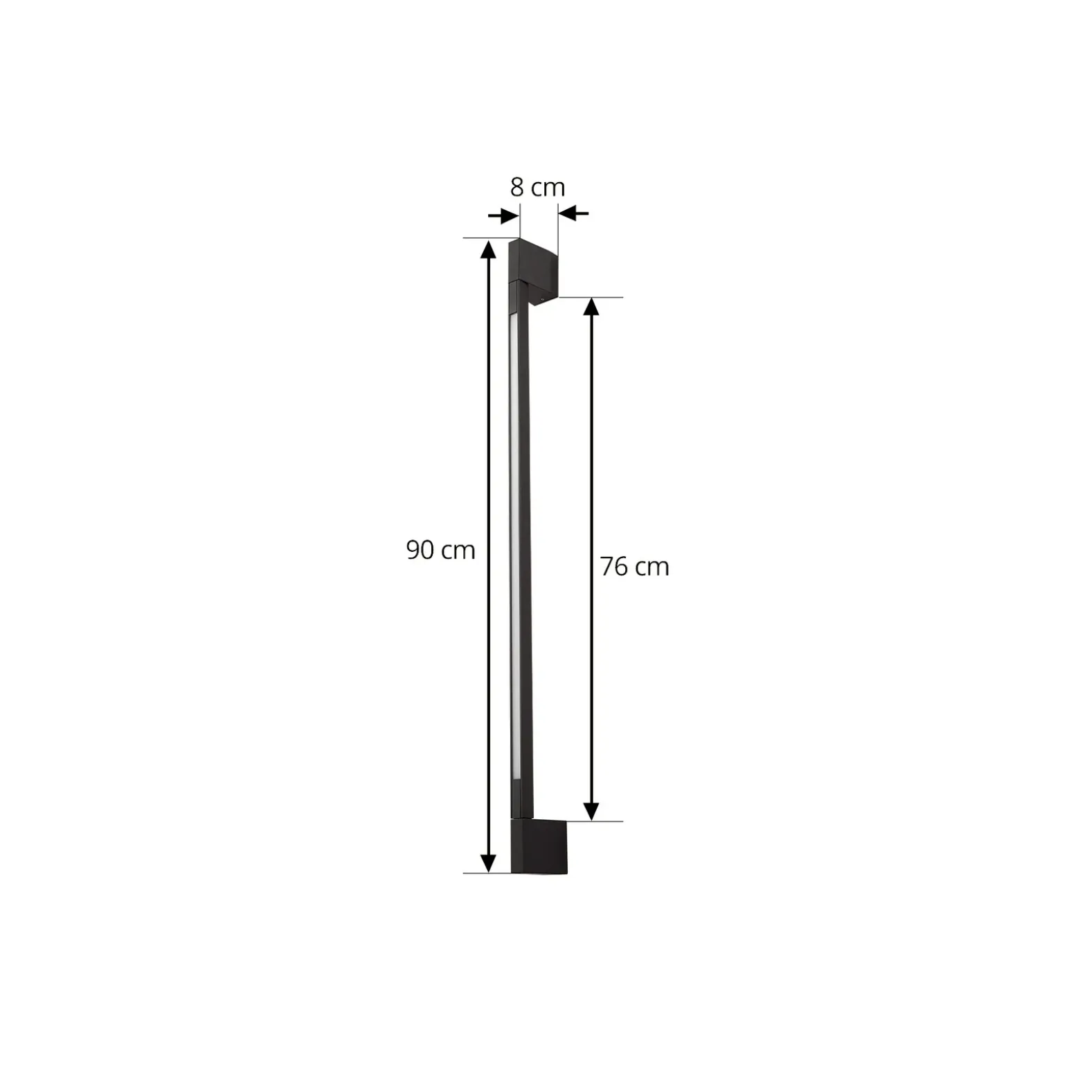 Aplique de pared LED Lindby Neano, 90 cm, negro, metal, IP54