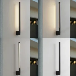 Aplique de pared LED Lindby Neano, 60 cm, negro, metal, IP54