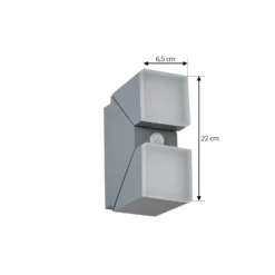 Aplique de pared LED Lindby «Sally», 22 cm, gris, IP54, con sensor