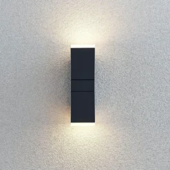 Aplique de pared LED Lindby Sally, 22cm, antracita, IP54
