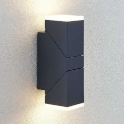 Aplique de pared LED Lindby Sally, 22cm, antracita, IP54
