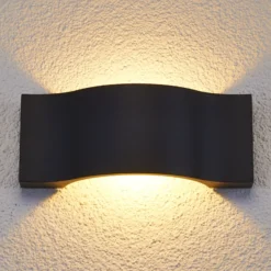 Aplique de pared LED Lucande Jace, antracita, metal, 28 cm, IP54
