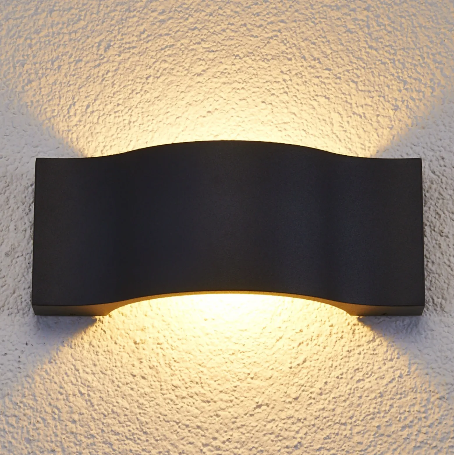 Aplique de pared LED Lucande Jace, antracita, metal, 28 cm, IP54