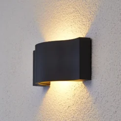 Aplique de pared LED Lucande Jace, antracita, metal, 28 cm, IP54