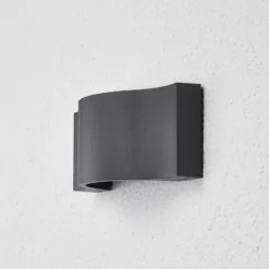 Aplique de pared LED Lucande Jace, antracita, metal, 28 cm, IP54