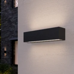 Aplique de pared LED Lucande Lengo, 25 cm, antracita, arriba/abajo, 3000 K