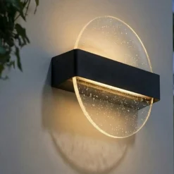 Aplique de pared LED Lucande Narkelo, negro/transparente, CCT, IP44