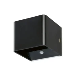 Aplique de pared LED Magnetics, negro, USB, detector de movimiento
