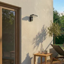 Aplique de pared LED PRIOS Tarlson, angular, antracita, sensor