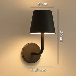 Aplique de pared LED recargable Magnetic, negra, CCT, IP54, atenuable