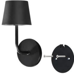 Aplique de pared LED recargable Magnetic, negra, CCT, IP54, atenuable
