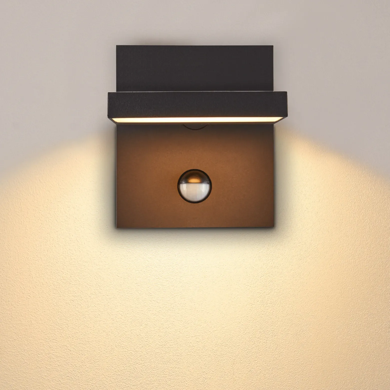 Aplique de pared LED SLV «Abridor», antracita, 14 cm de ancho, con sensor