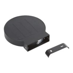 Aplique de pared LED solar Lucande Tavon, redondo, negro, sensor