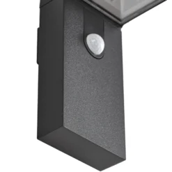 Aplique de pared LED solar Prios Aurino, negra, sensor, IP44