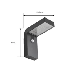Aplique de pared LED solar Prios Aurino, negra, sensor, IP44